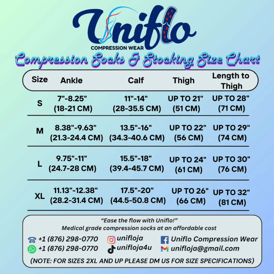 Compression Socks & Stocking Size Chart
